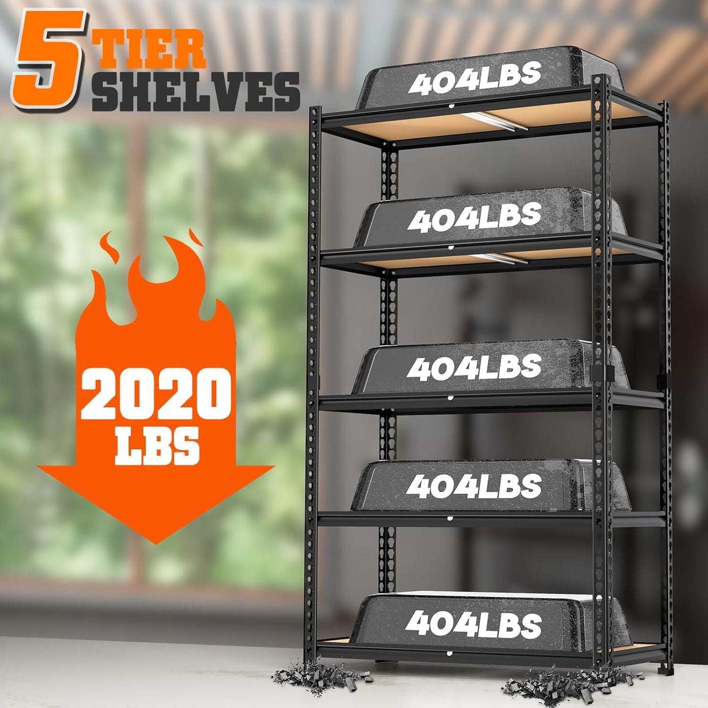 LEVELEVE 5-Tier Heavy Duty Storage Shelving Unit, 2020 lbs Capacity, Adjustable Metal Utility Shelf, 35" L x 16" W x 73" H for Garage, Kitchen, Pantry, Basement, Bathroom, Laundry