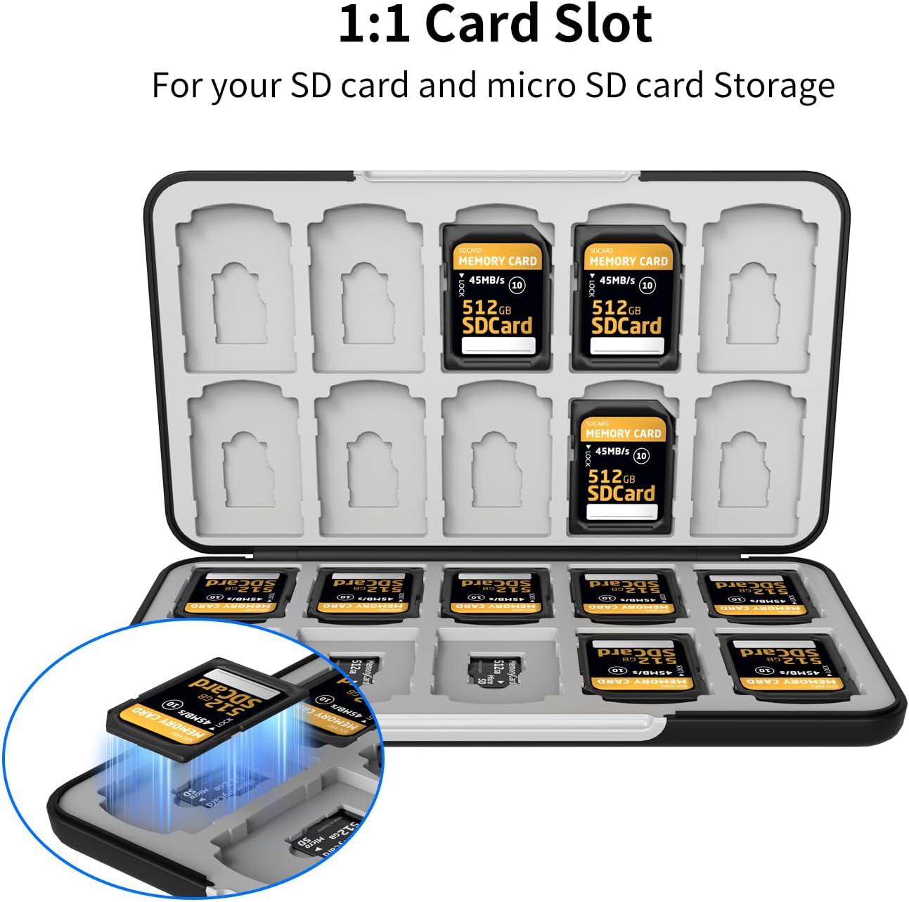 Memory Card Case with 40 Slots for 20 Micro SD SDXC SDHC TF Cards and 20 SD SDXC SDHC Cards,Anyskill SD Card Holde Features a Portable and Compact Design
