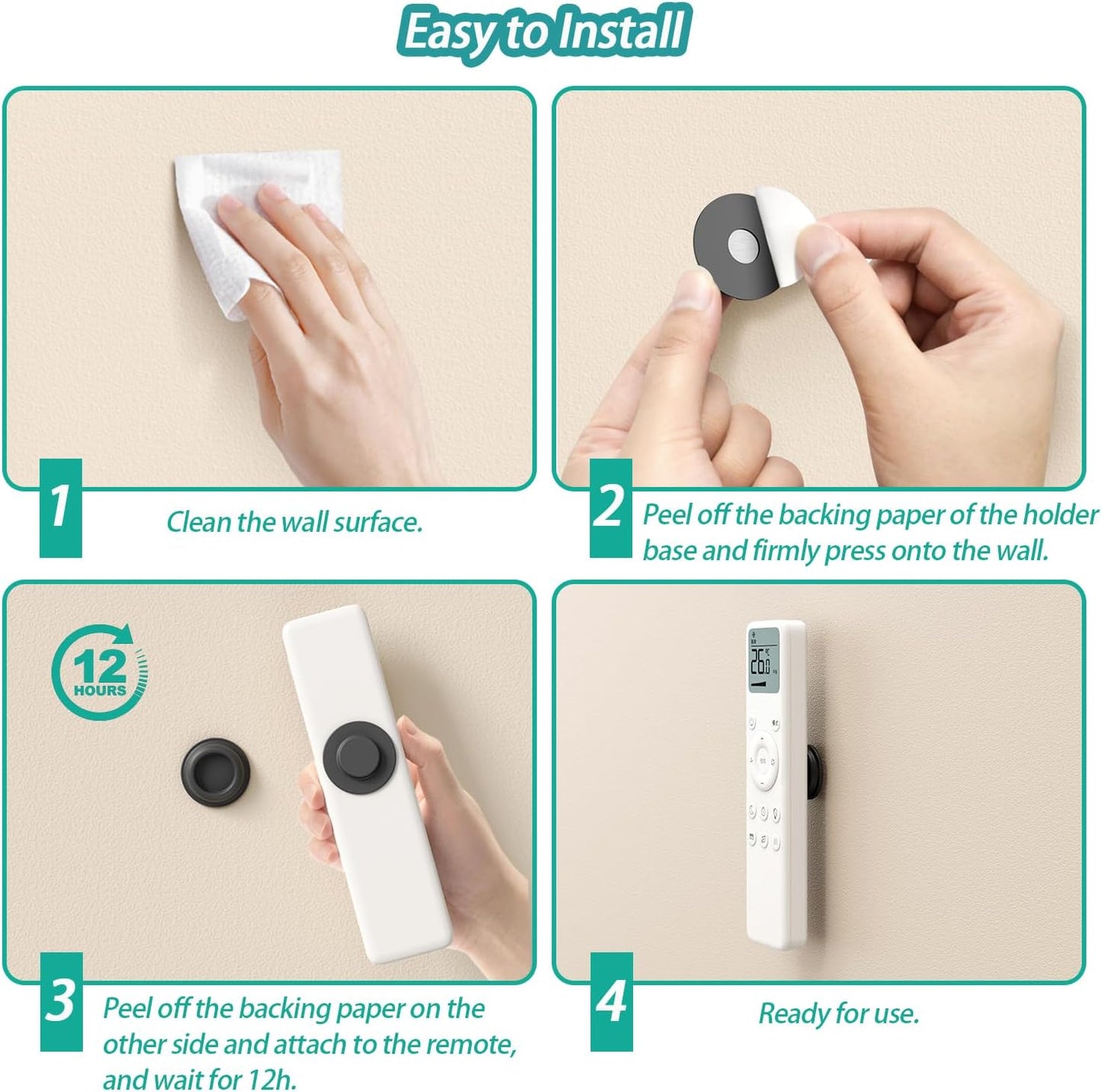 Magnetic Remote Control Holder Wall Mount, 5 Pack TV Remote Holder Wall Mount, Silicone Remotes Organizer Magnetic Remote Holders for Bed, TV, Ceiling Fan and Air Conditioner (Multicolor)
