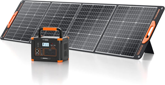 GRECELL 1000W Solar Generator with 200W Portable Solar Panel, 999Wh Portable Power Station Solar Powered Generator Lithium Battery Backup USB-C PD 60W for Outdoor Camping RV Off-grid Home Emergency