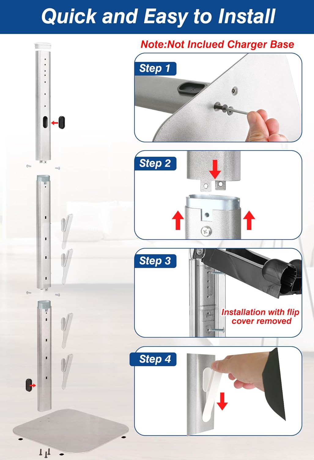 Haturi Vacuum Stand, Dyson Vacuum Holder and Metal Storage Bracket, Standing dock for Dyson G5 V15 V12 V11 V10 V8 V7 V6, Hidden Power Cord Design for Dyson Handheld Cordless Vacuum Cleaners