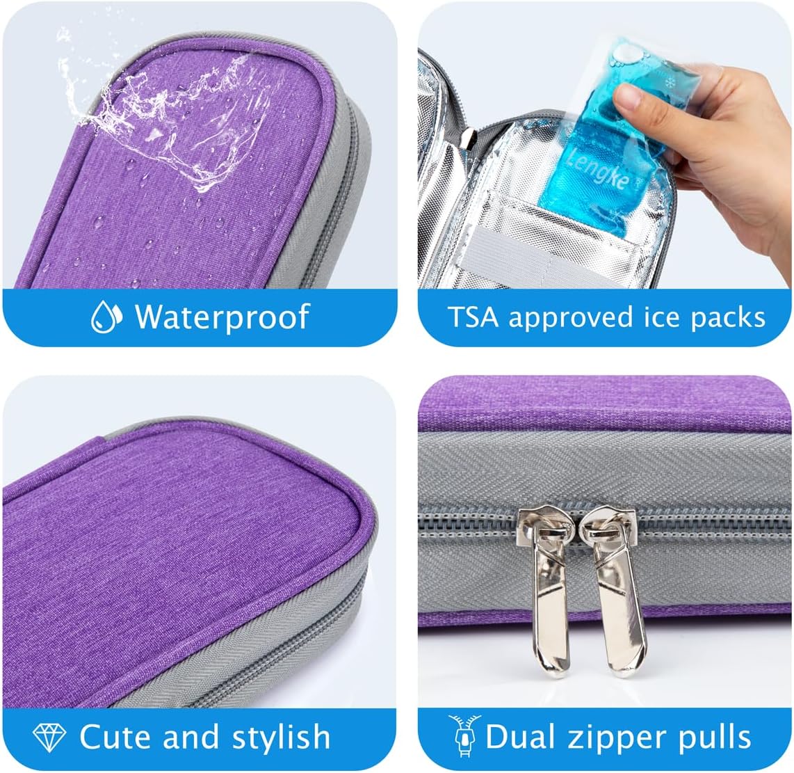 YOUSHARES Insulin Cooler Travel Case - TSA Approved for Ozempic, Mounjaro Injection Pen, Diabetic Medication Cooling Bag for Zepbound, Refrigerated Diabetes Storage Kit with 2 Ice Pack