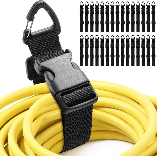 30 Pack 17 Inch Adjustable Extension Cord Holder Organizer with Triangle Clips for Garage Organization and Storage Heavy Duty Extension Cord Hanger for Men Workshop (Black)