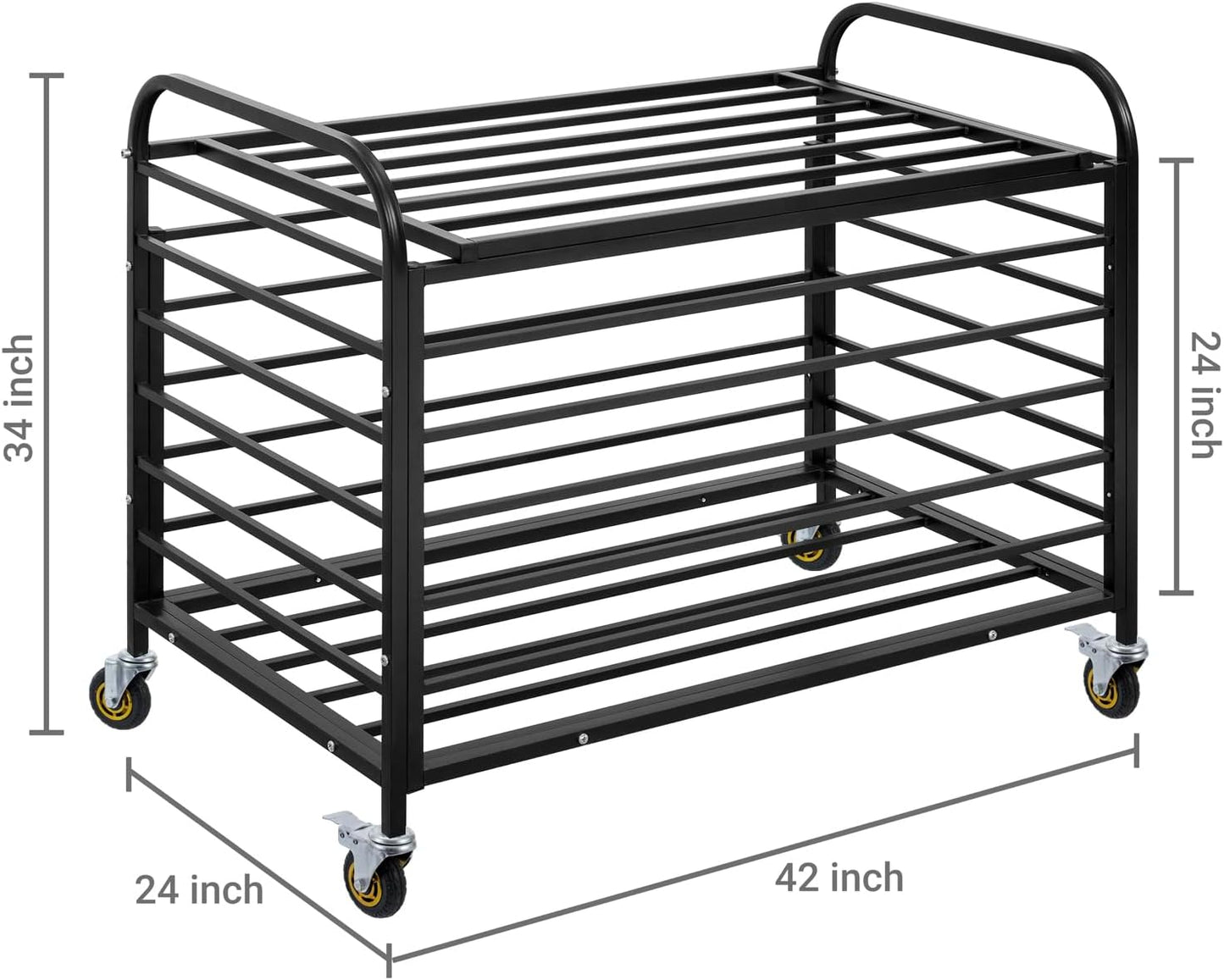 MyGift Professional Black Metal Rolling Sports Ball Storage Cart with Lid