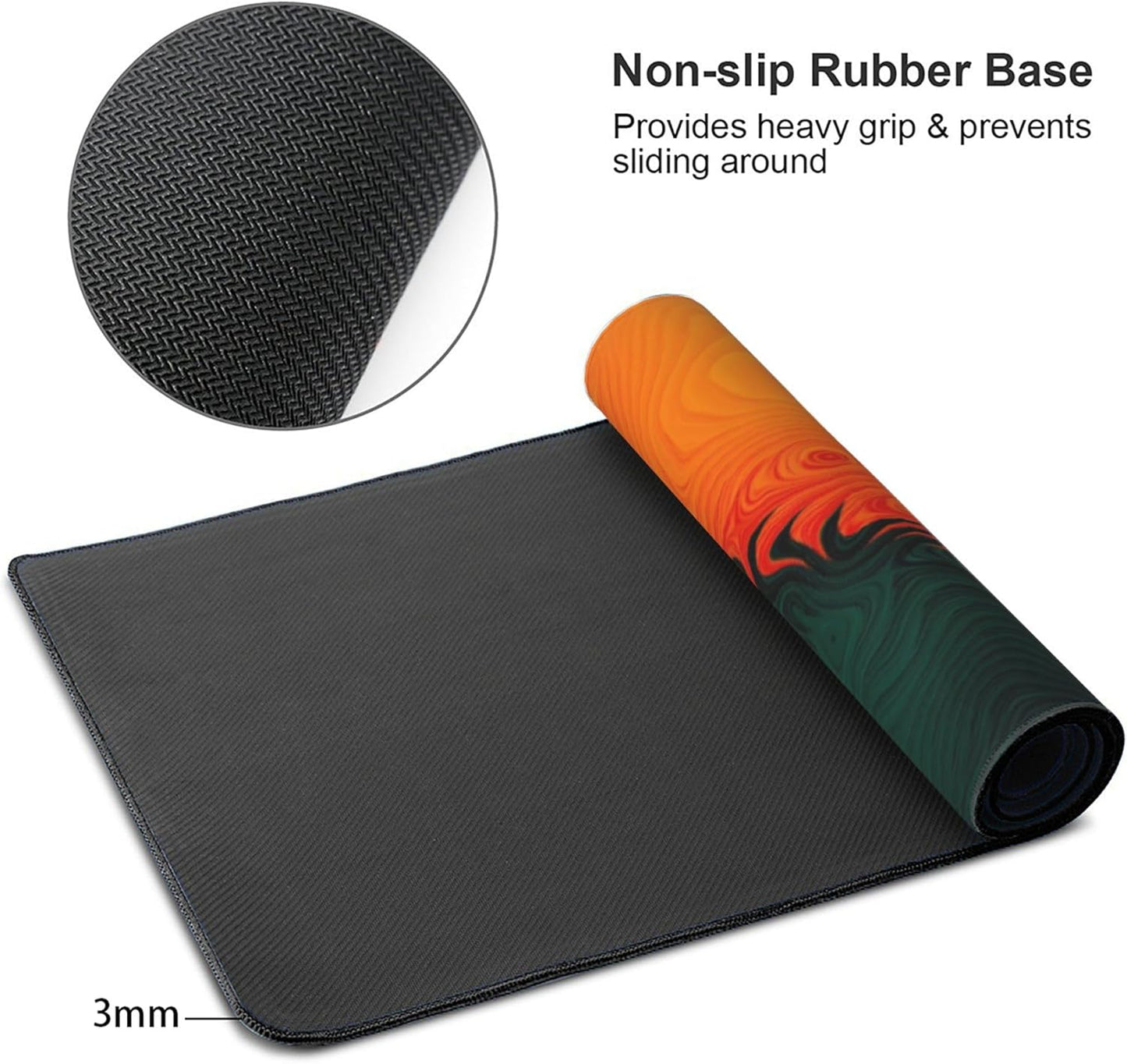 Colorful Topographic Large Mouse Pad, Vintage Aesthetic Gaming Desk Mat, XXL Keyboard Desk Pad Mat for Desktop, 35.4"x15.7" Non-Slip Base Big Mousepad with Stitched Edges