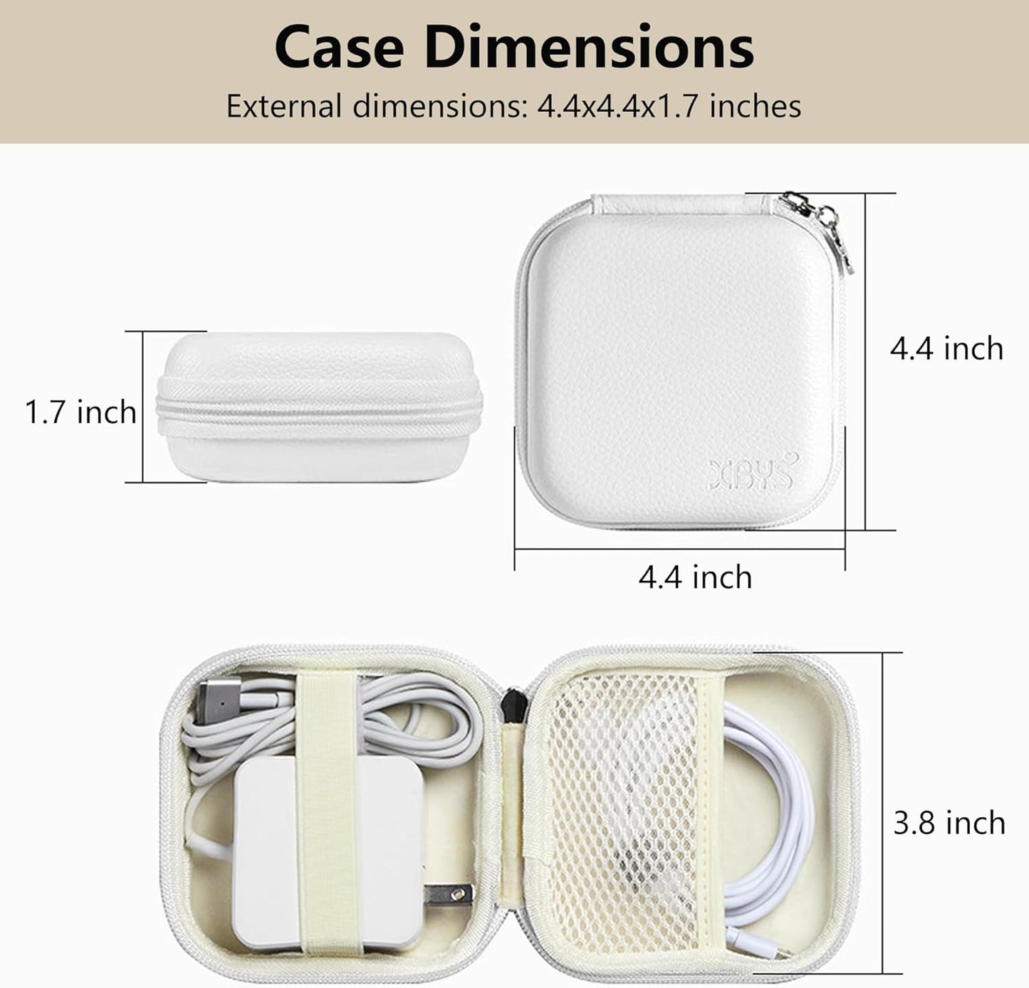 Charger Case for Macbook, Portable Tech Electronic Organizer Bag, Travel Storage Pouch for Laptop Accessories, MacBook Power Adapter, Charging Cords, USB Drives, Power Bank (White, M)