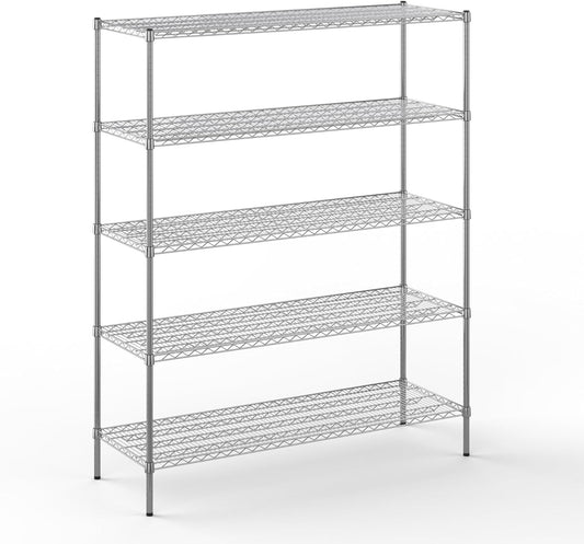 21" Deep x 60" Wide x 74" Height Wire Shelving Kit | 5-Tier | NSF Commercial Storage Rack Unit