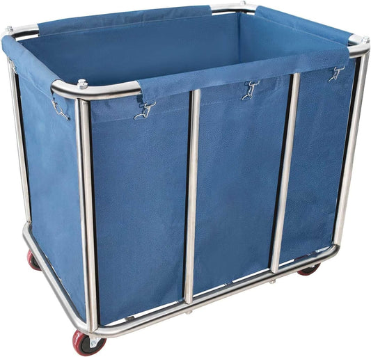 11.35 Bushel Industrial Rolling Laundry Cart,Commercial Laundry Basket Household,Large Heavy Duty Laundry hampers with Wheels,for Hotel/Laundry/School/Home,35.4''Lx25.6''WX31.5''H,400L