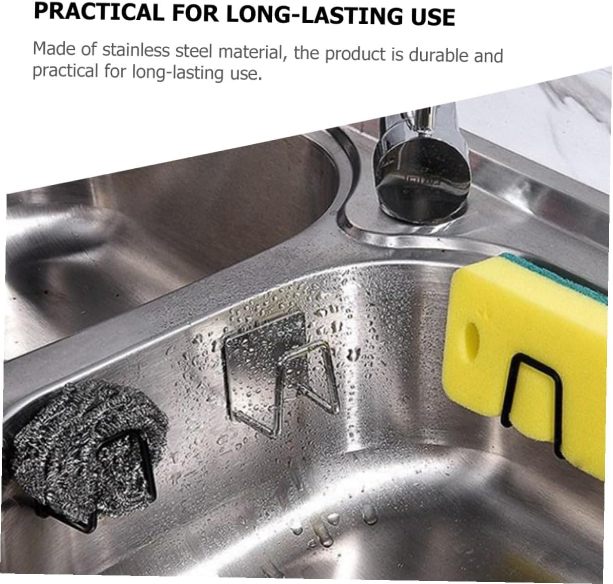 Garneck 4Pcs Stainless Steel Kitchen Sink Sponge Holder Sponge and Dishcloth Storage Racks Organizer for Kitchen Counter and Bathroom Reusable Drain Tray for Cleaning Tools