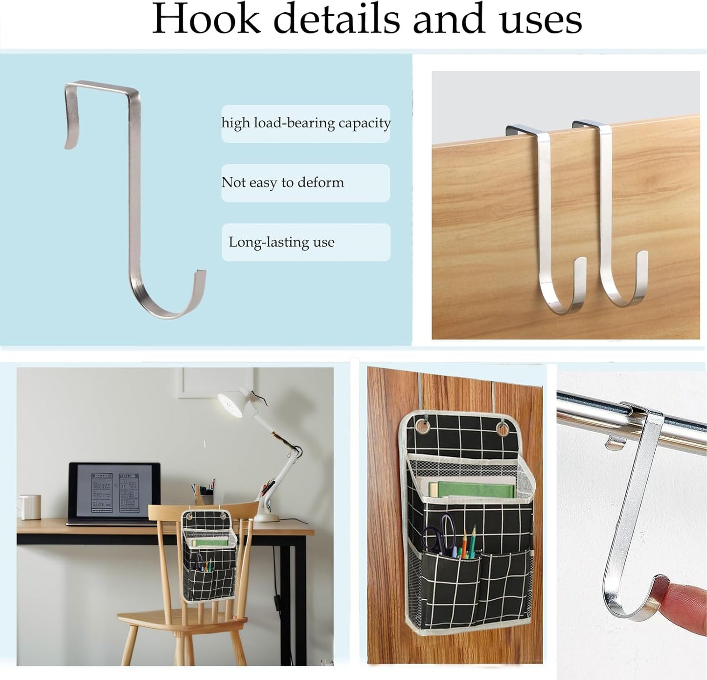 Hanging Basket for Organizing, Wall Organizer with Pockets and Over The Door Organizer，Can for Home, Closet, Office and Camper (Black Grid2)