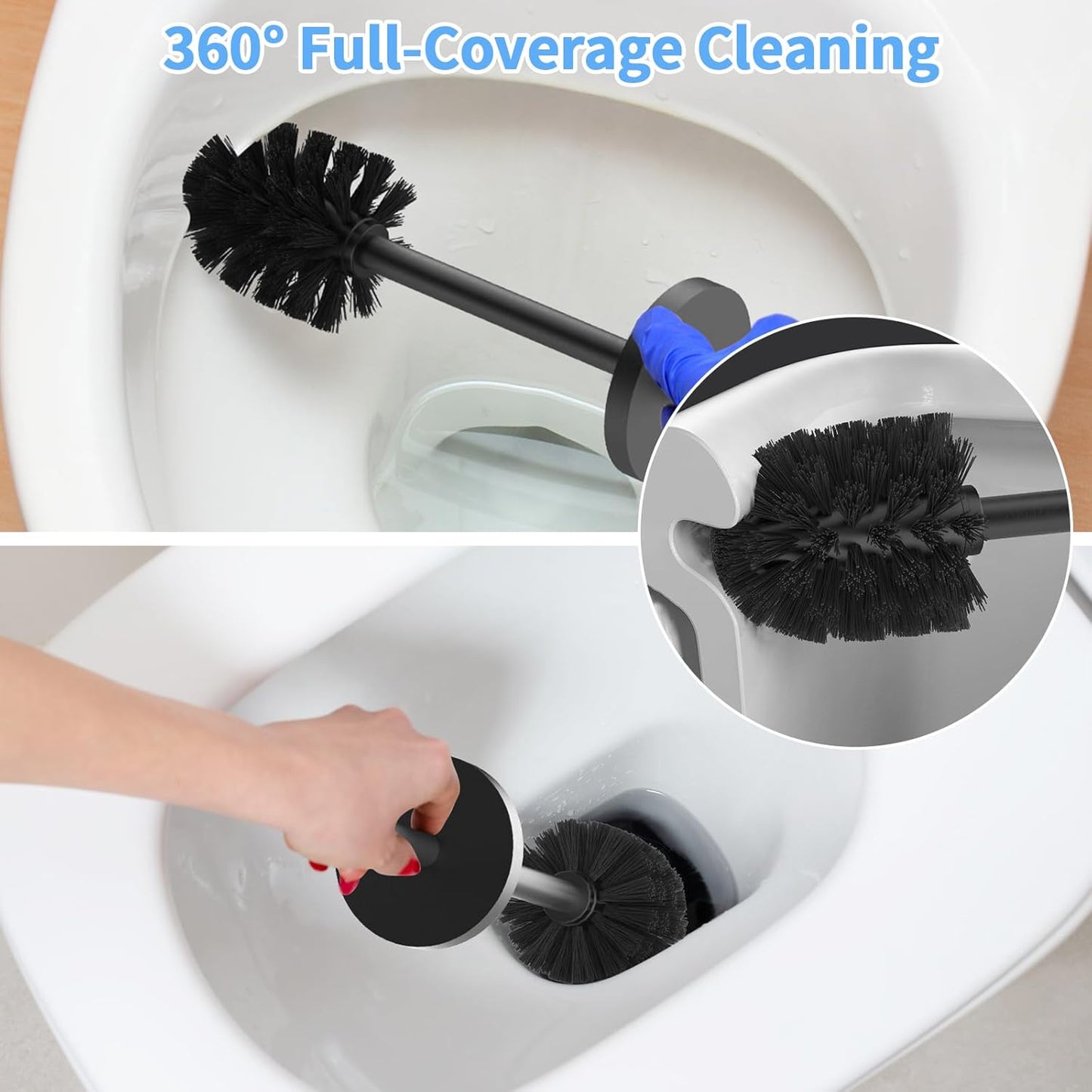 Stainless Steel Toilet Brush and Holder Set Oil Rubbed Matte Black Heavy Duty Toilet Bowl Brush with Long Handle for Bathroom and Farmhouse