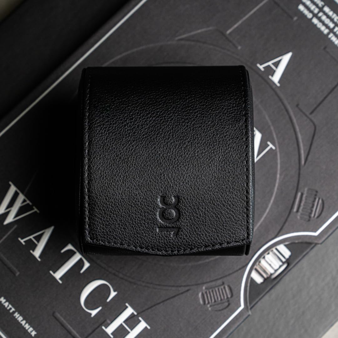 DailyWatch | Watch Roll Travel Case For 1 Watch | Luxury Watch Case In Genuine Black Leather With Soft Velvet Interior | Watch Case Protect, Store, & Display Your Watches | All Black