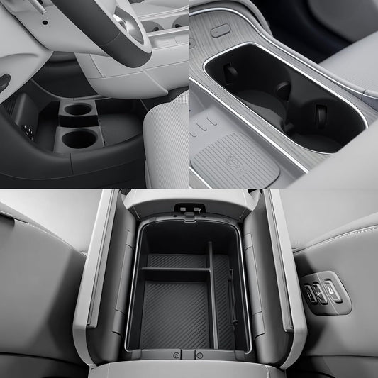 CDEFG 3Pcs for 2026 Hyundai Palisade Center Console Organizer for 2026 Hyundai Palisade Accessories Middle Console & Lower Console Storage Box & Cup Holder(Only for Split Armrest)
