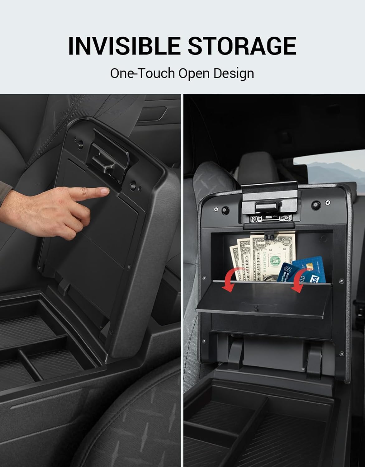 Ecarzo 3PCS Center Console Organizer for 2024-2025 Toyota Tacoma Armrest Hidden Storage Box, Maximize Space & Reduce Clutter, Tacoma Interior Accessories