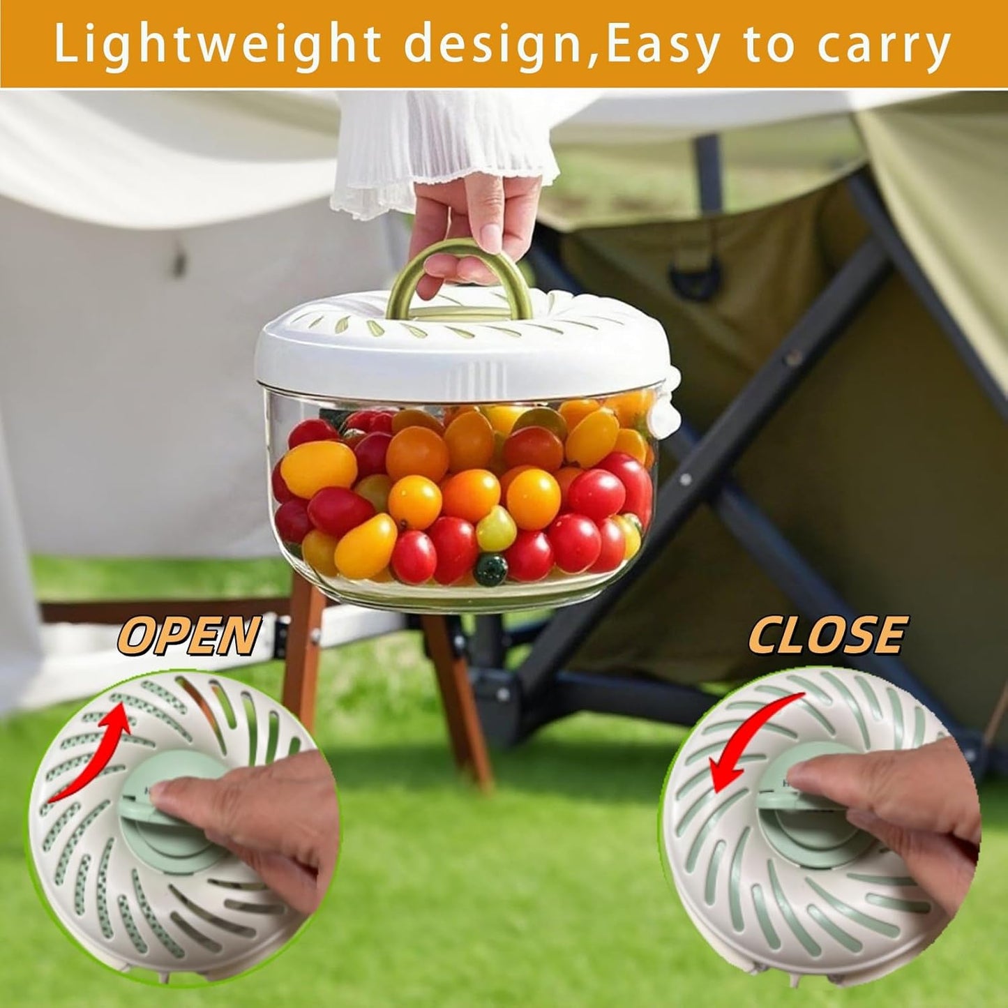 2025 New Upgrade Fruit Washing Bowl with Strainer,3 in 1 Multipurpose Drain Basket with Lid & Ice Box,Foldable Handle Fruit Strainer,1QT(1L)Fruit Washer Perfect for Fridge Storage and Outdoor Picnics