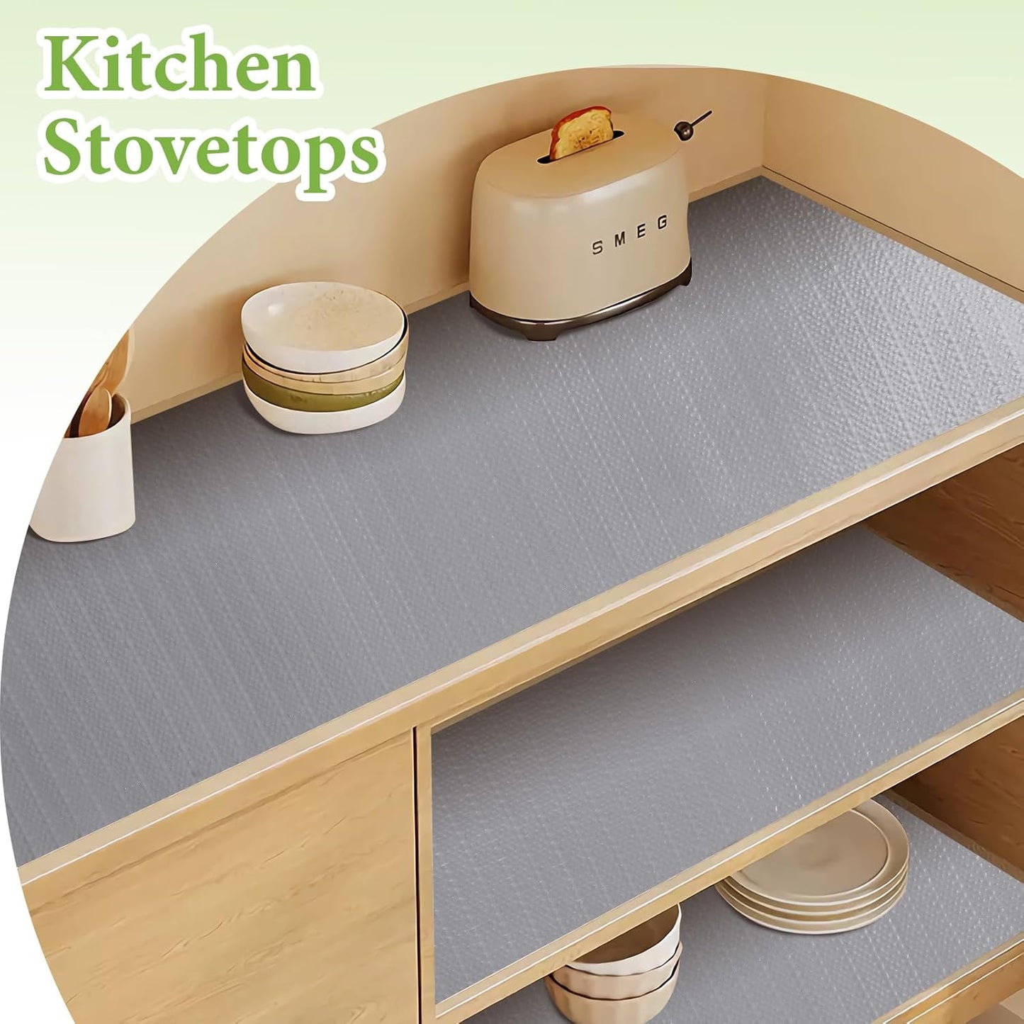 Shelf Liners for Kitchen Cabinets 23.6in x 30FT Non Adhesive Drawer Liner Grey Thickened Shelf Liner Paper Strong Non-Slip Easy to Clean for Tool Box Refrigerator with Knife and Tape Measure