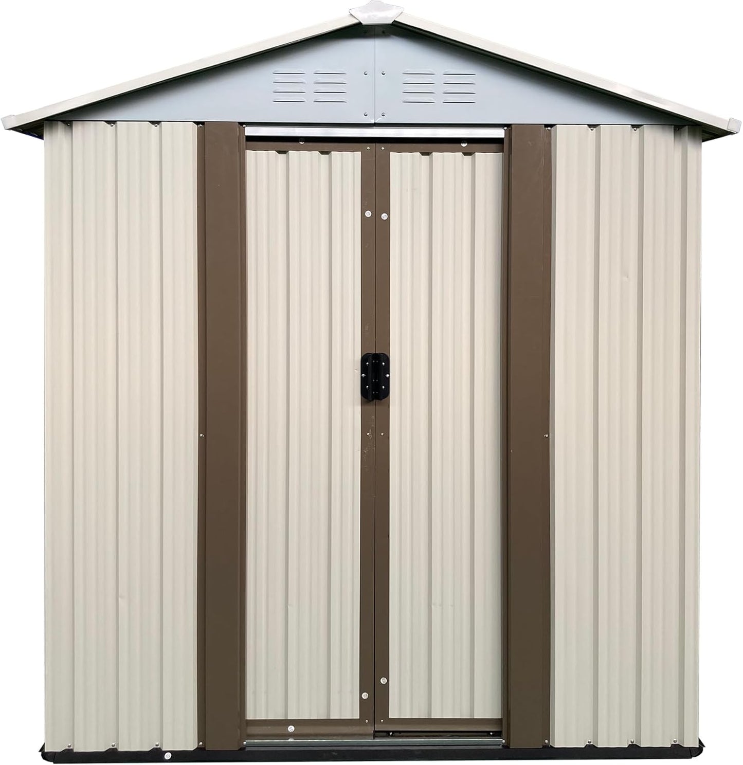 Ball & Cast 5x3 FT Outdoor Storage Shed, Metal Sheds with Punched Vents and Sliding Door, Waterproof Garden Tool Shed with Aluminum Frames and Sloped Roof for Backyard Patio,Cream White