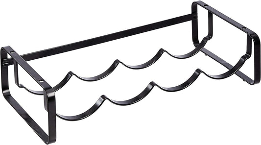 Amazon Basics Tabletop Stackable 4-Bottle Metal Wine Rack, 3.74"D x 15.75"W x 7.87"H, Black