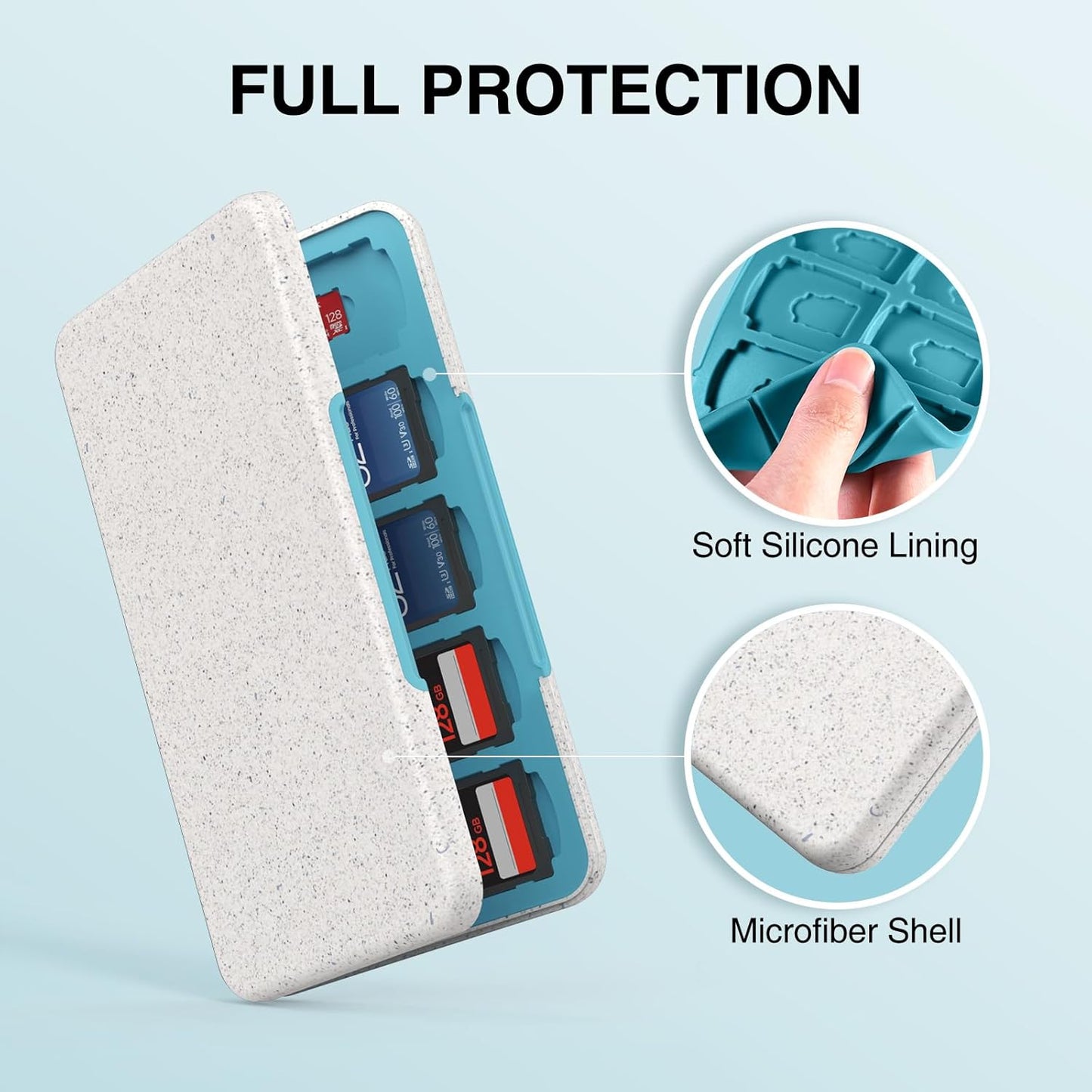 HEIYING Memory Card Case for SD/TF Cards,Portable SD Card Holder Storage Case Compatible with 20 SDXC SDHC and 20 TF Cards Slots