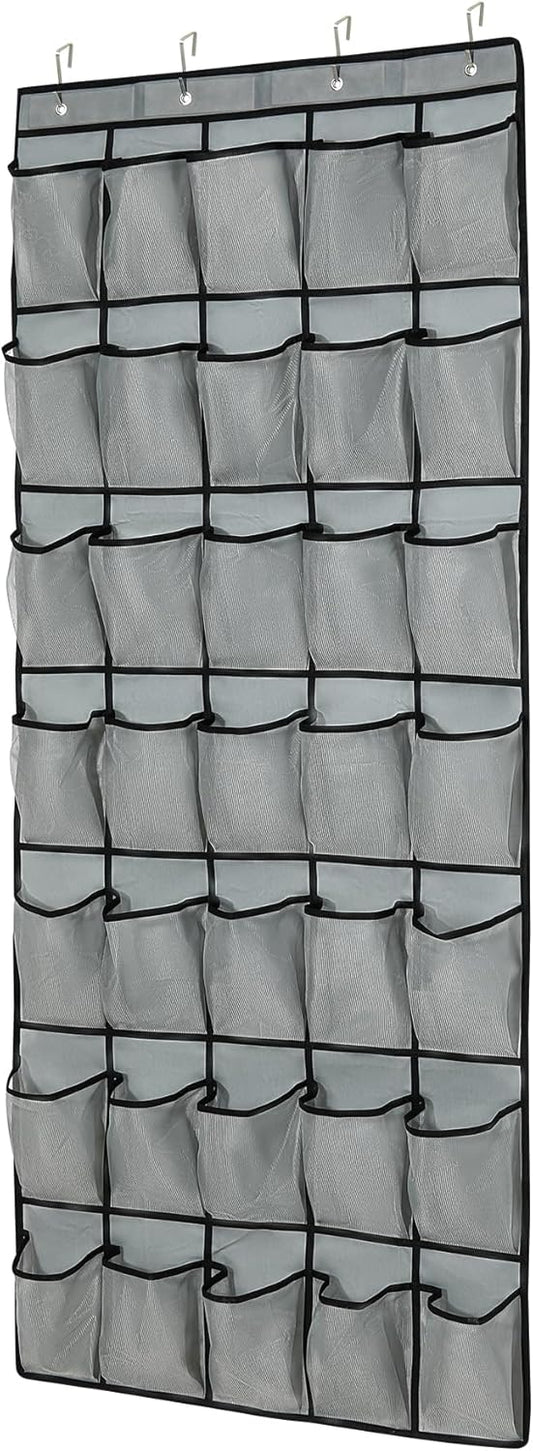 35Large Pockets Over The Door Shoe Organizer, Mesh Pockets Shoe Holder Rack, Capacity hanging shoe organizer，door shoe rack With 4 Metal Hook.