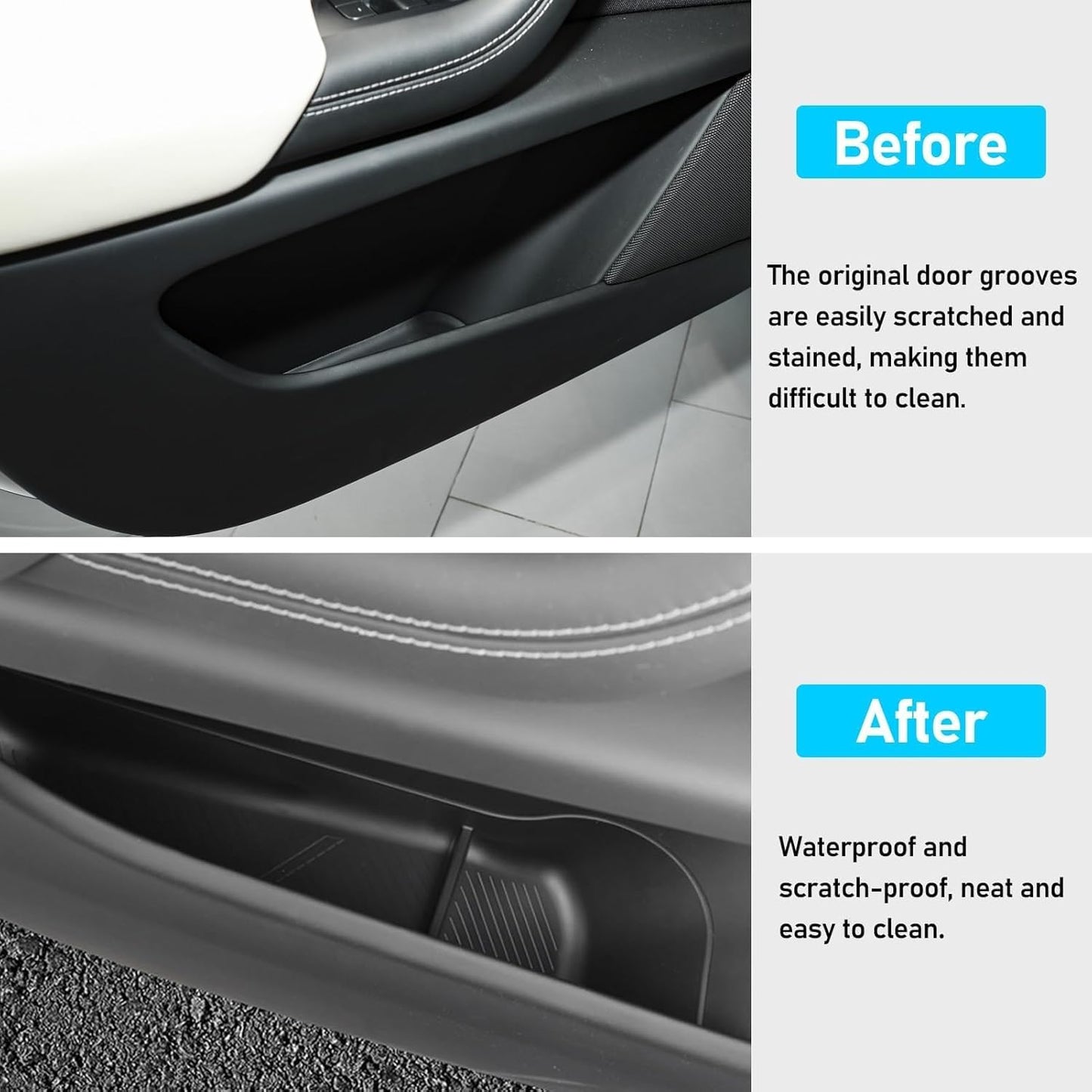 Yumzeco 2PCS Compatible 2021 2022 2023 2024 2025 2026 Tesla Model X Door Side Storage Box Tray, Front Row Door Side Organizer Tray for Tesla Model X Accessories 2021 2022 2023 2024 2025 2026