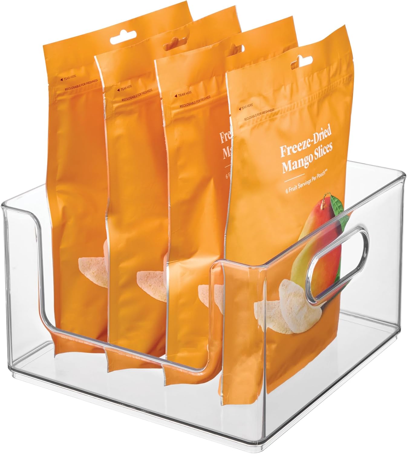iDesign Stackable Clear Plastic Open Front Storage Bin, Easy Access Organizer for Pantry or Cabinet