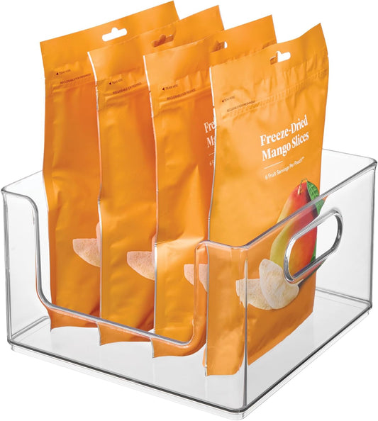 iDesign Stackable Clear Plastic Open Front Storage Bin, Easy Access Organizer for Pantry or Cabinet