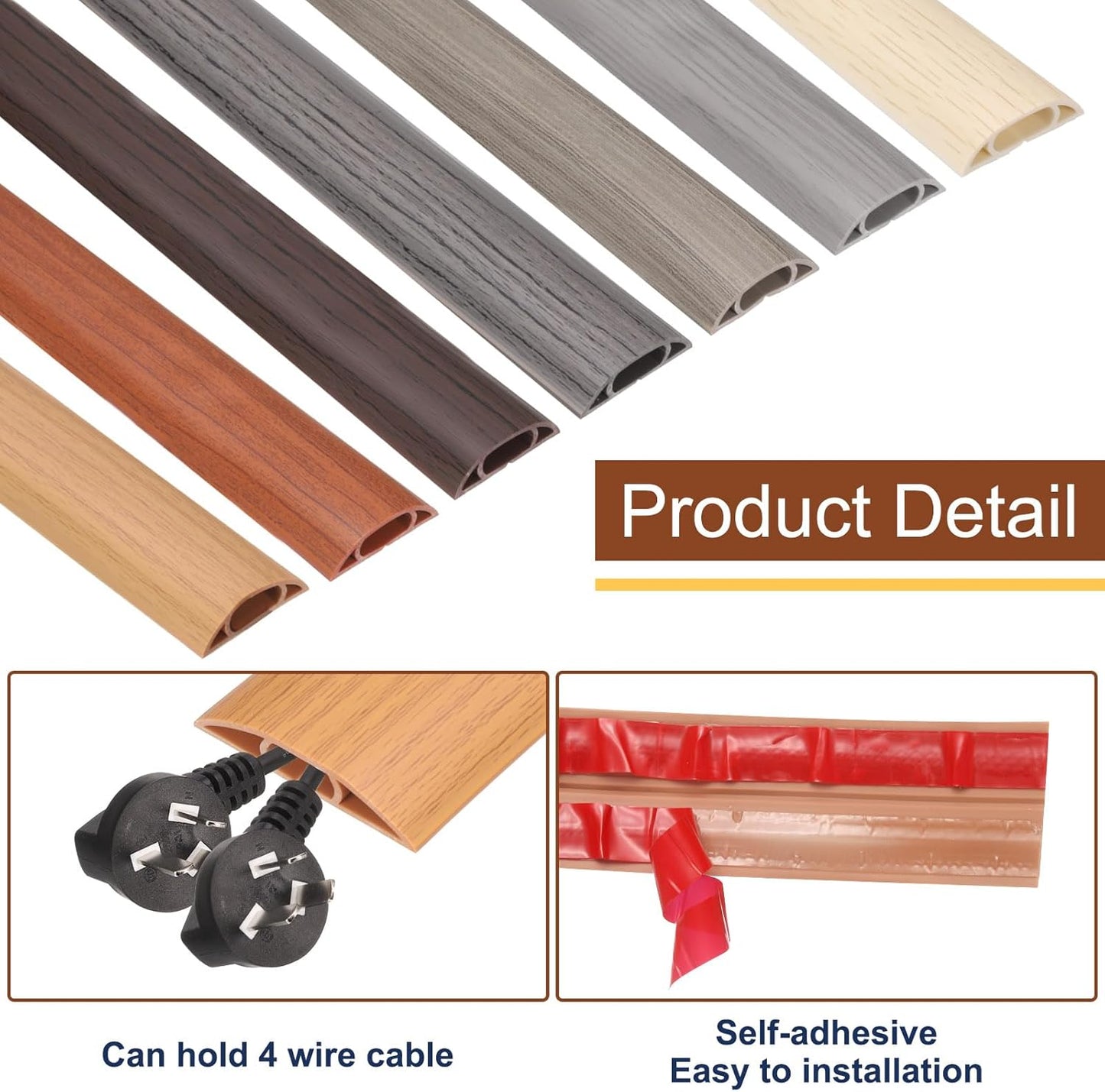 HARFINGTON 6ft Cord Cover Floor W0.6 x H0.33 Inner Channel PVC Hide Extension Cable Floor Wire Hider Wire Covers Protector for Prevent Cable Trips Cables Management, Dark Grey