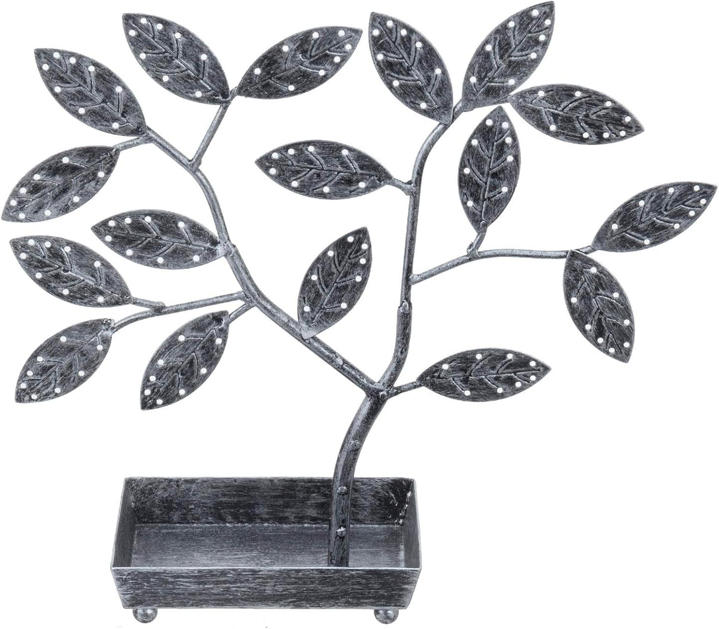 MyGift Jewelry Tree w/Bird Nest 48 pair Earrings Holder, Bracelets/Necklace Organizer Stand (Silver Metal)