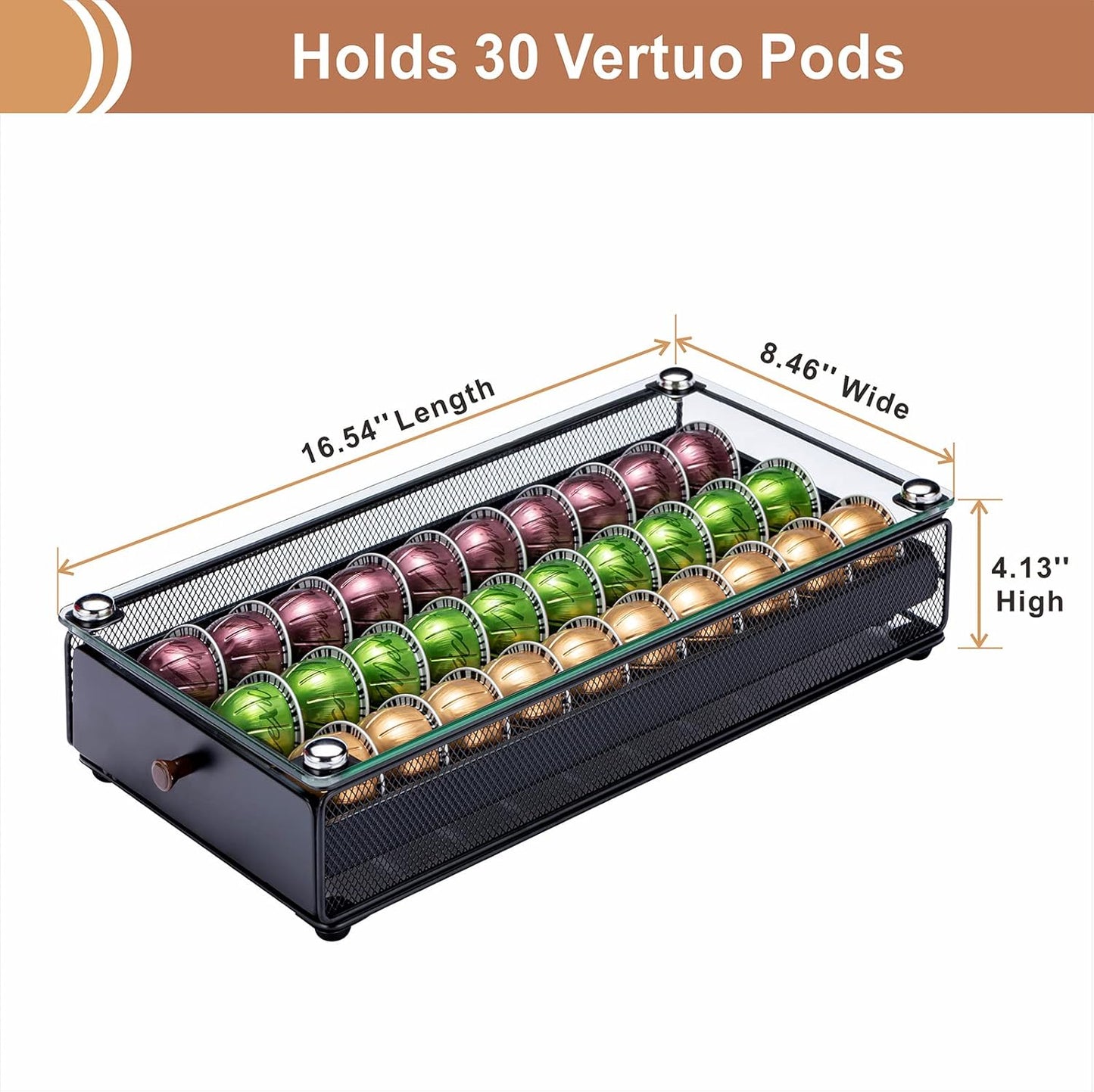 ZCDCP Nespresso Vertuo Pod Holder Coffee Capsule Drawer Black 30 Pods