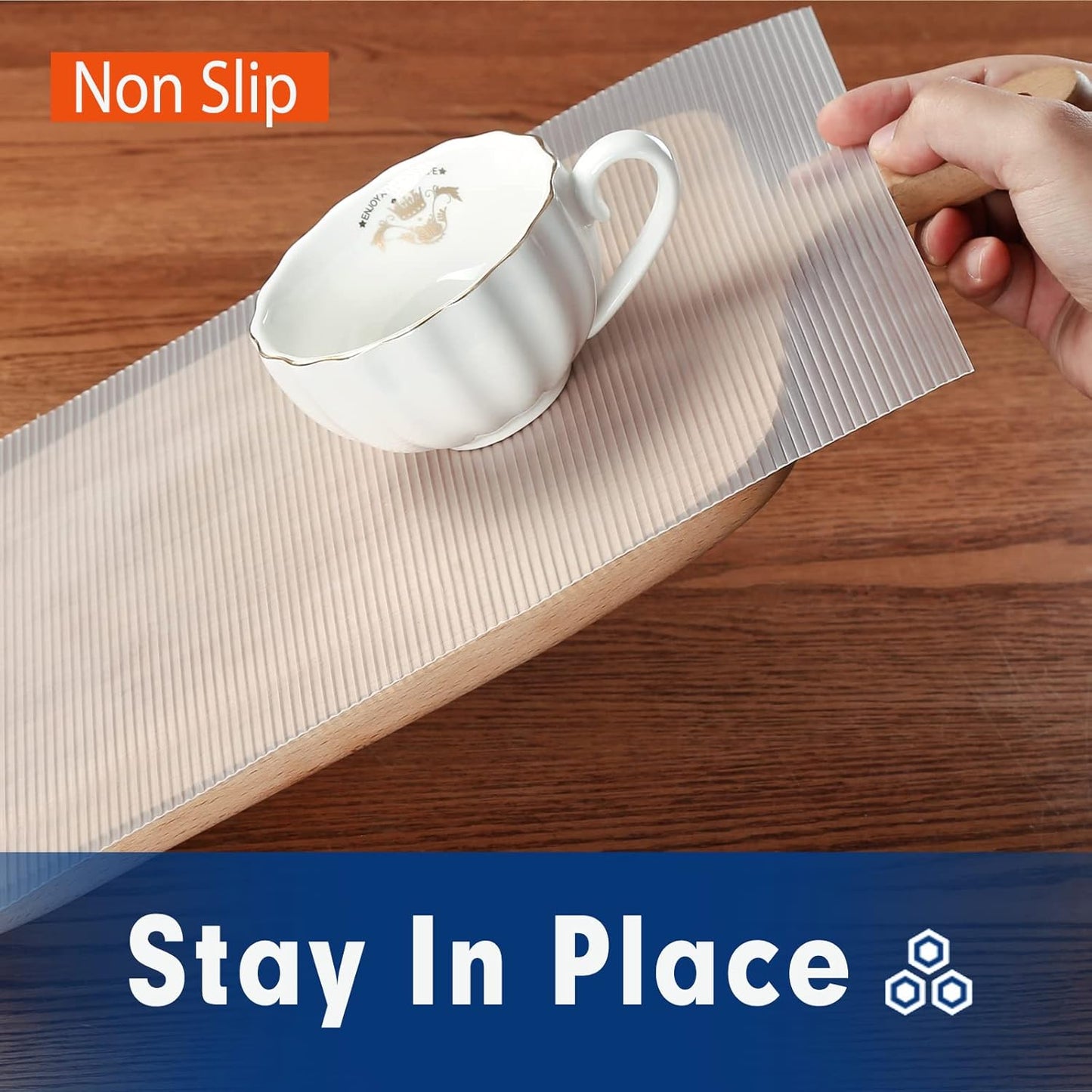 Shelf Liner, Drawer Liner, 12 Inches x 20 FT Cabinet Liner for Kitchen Cabinets Non-Adhesive Shelf Liners, Waterproof Shelf Paper with Non-Slip, Durable Liners, Clear
