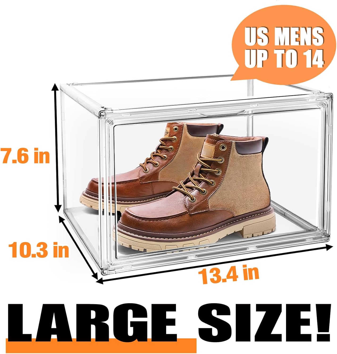 10 Pack Clear Shoe Storage Boxes Size 12 Stackable Sneaker Organizer Acrylic Display Case with Magnetic Lid, Clear Storage Bins for Entryway, Closet, Bebroom, Underbed, Bathroom, Kitchen