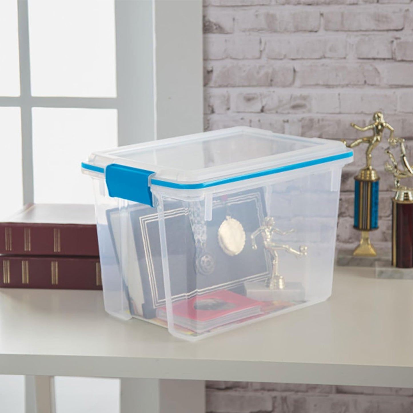 Sterilite 18-Pack Gasket Box, Weather-Resistant Storage Bins with Latching Lids, 20 Quart - Heavy-Duty Organizing Containers for Closet, Bathroom, and Office