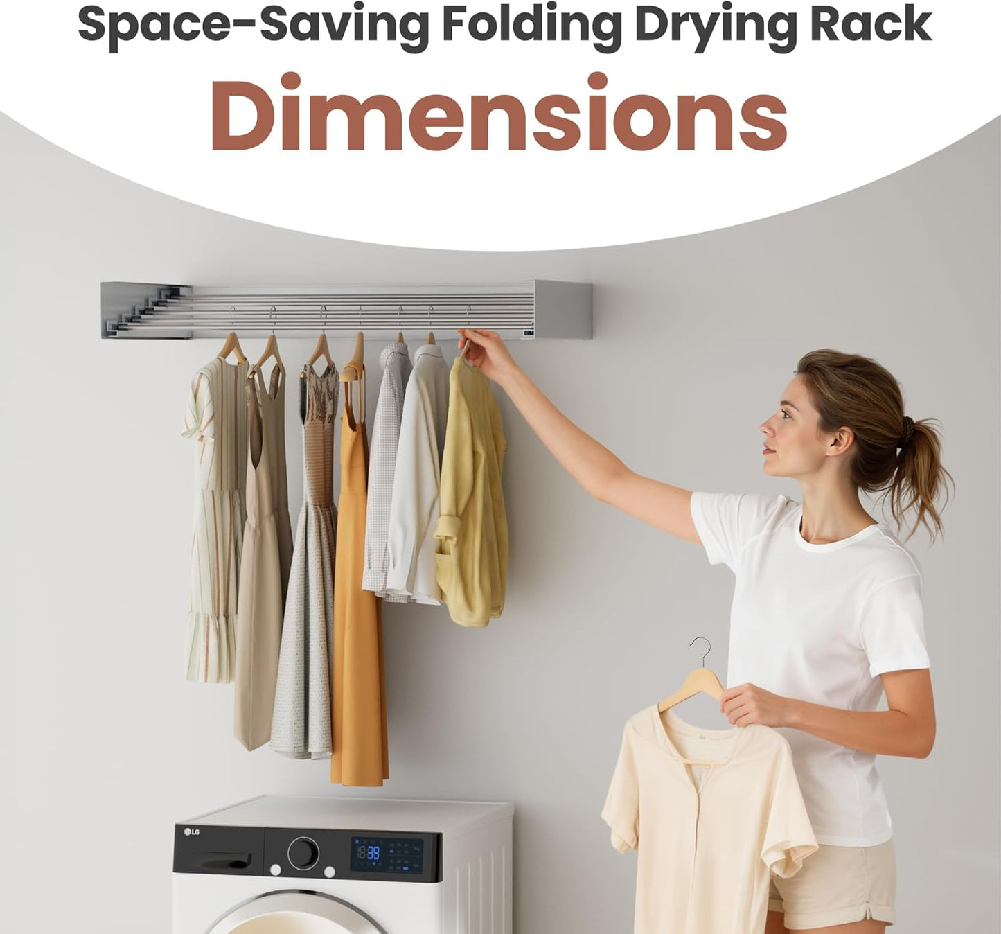 Wall-Mounted Clothes Drying Rack – Foldable Laundry Drying Rack, Space-Saving Wall Mounted Clothes Rack, Tri-Fold Wall Mounted Drying Rack for Laundry Room