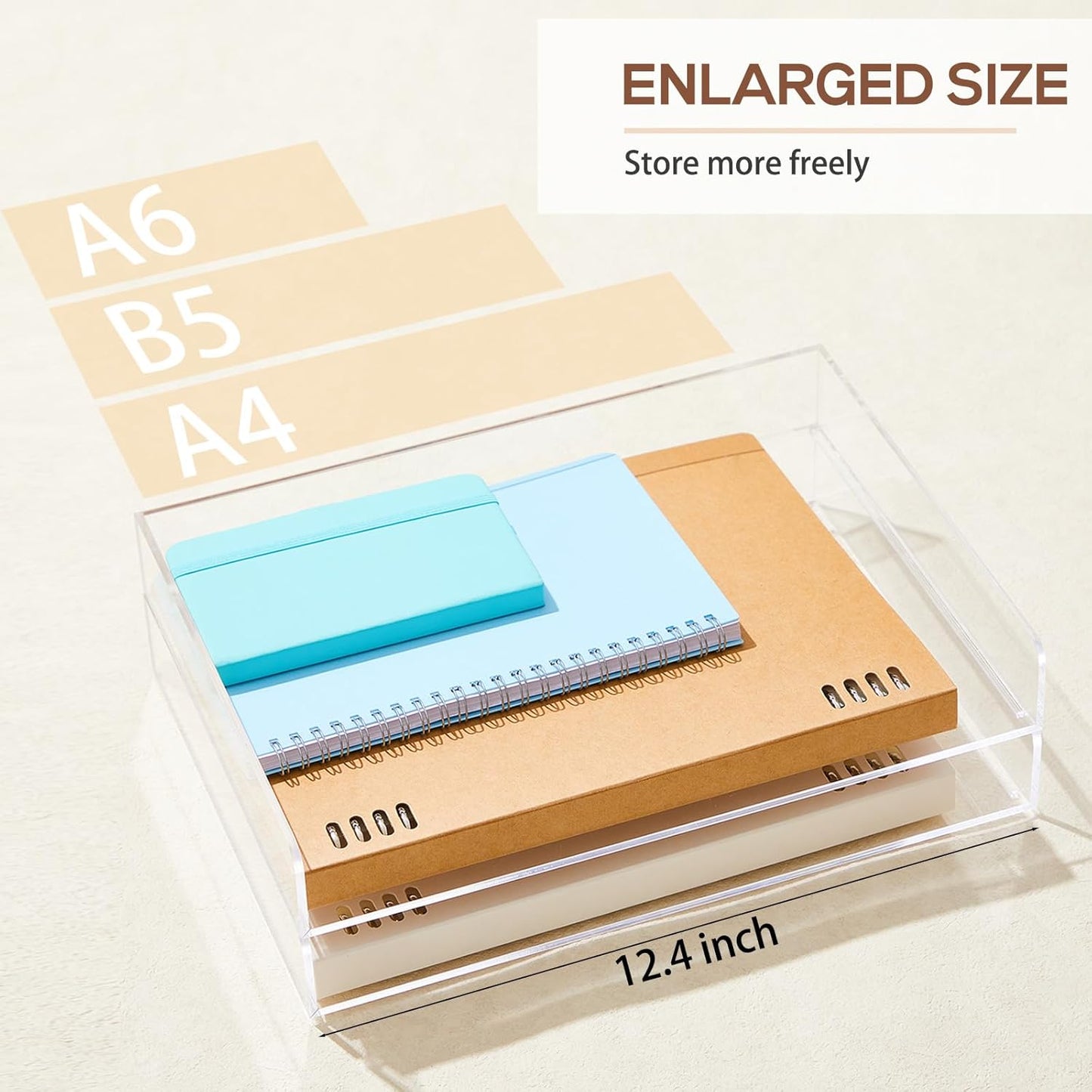 Harloon 4 Tier Acrylic Paper Tray 12.4 x 8.9 x 1.7 Inches Stackable Letter Clear Organizer No Need to Assemble Acrylic Paper Organizer File Tray for Office Workspace Desktop Storage(Transparent)