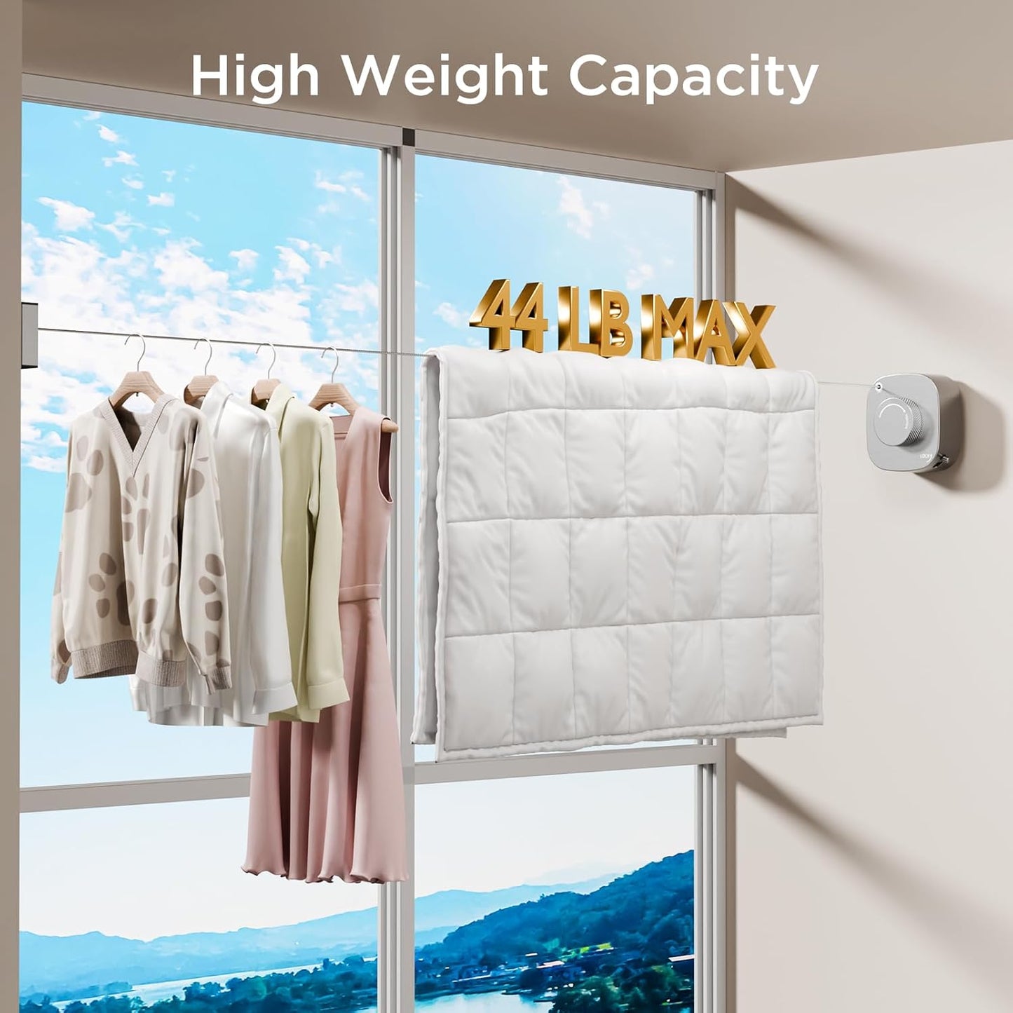 FORIOUS Retractable Clothesline Indoor, 13.8 Ft Non-Sagging Outdoor Clothes Line, Rustproof All Stainless Steel Heavy Duty Clothes Drying Laundry Line, Screw Wall Mounted for Bathroom, Brushed Nickel