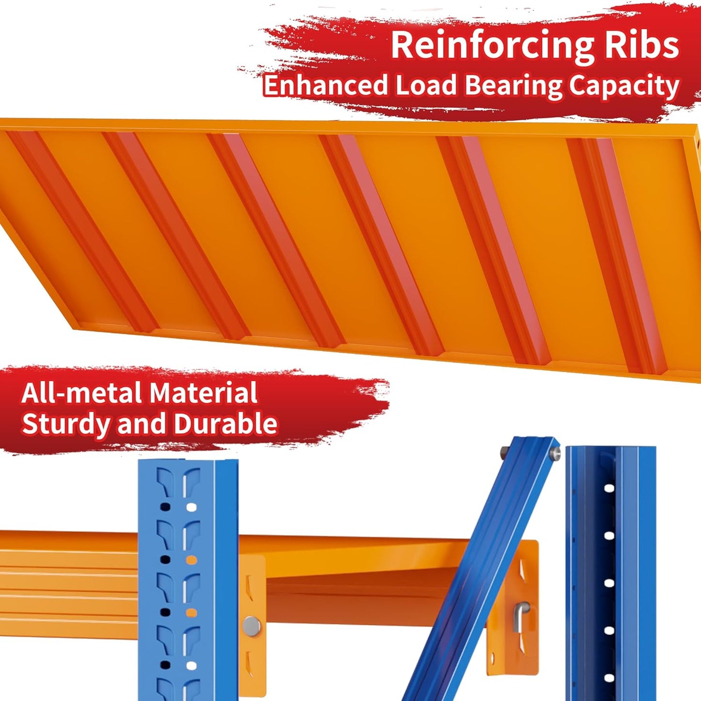 5000LBS Heavy Duty Garage Shelving 59" W Garage Storage Shelves 4-Tier Metal Adjustable Shelf Unit Storage Rack for Basement Supermarket Warehouse 59" W x 24" D x 78" H Blue-Orange