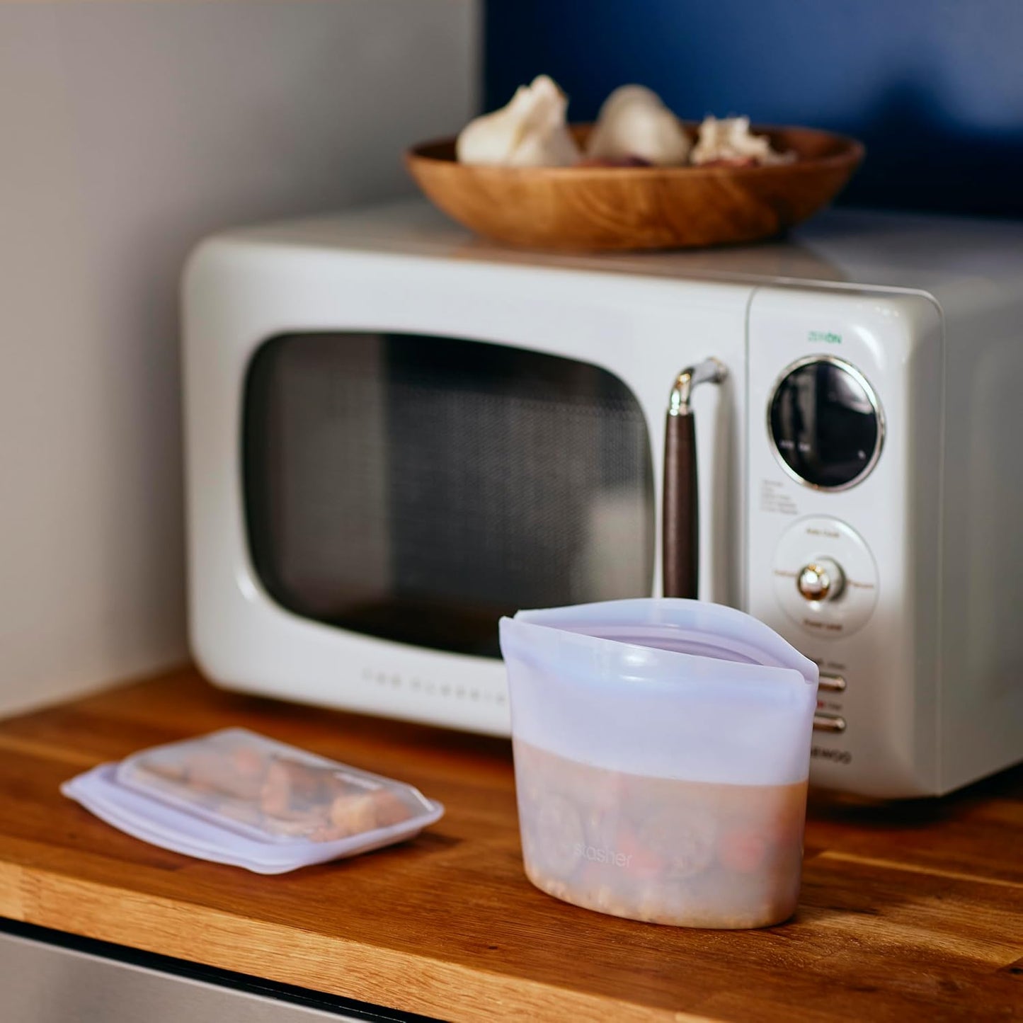 Stasher Premium Silicone Reusable Food Storage Bowl, Lavender, Microwave, Sous Vide, Dishwasher, Oven and Freezer Safe, BPA Free, Leak-free, Eco-friendly, 2-Cup Bowl