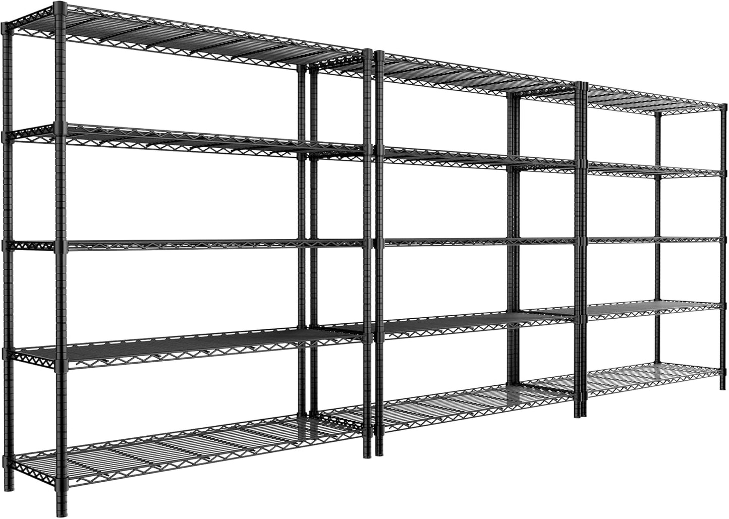 Storage Shelves Heavy Duty, 3 PCS 48" L x 20" W x 72" H Garage Wire Shelving Unit Loads 2000LBS, 5-Tier Adjustable Metal Industrial Utility Shelf Rack for Kitchen, Laundry Room, Warehouse, Basement