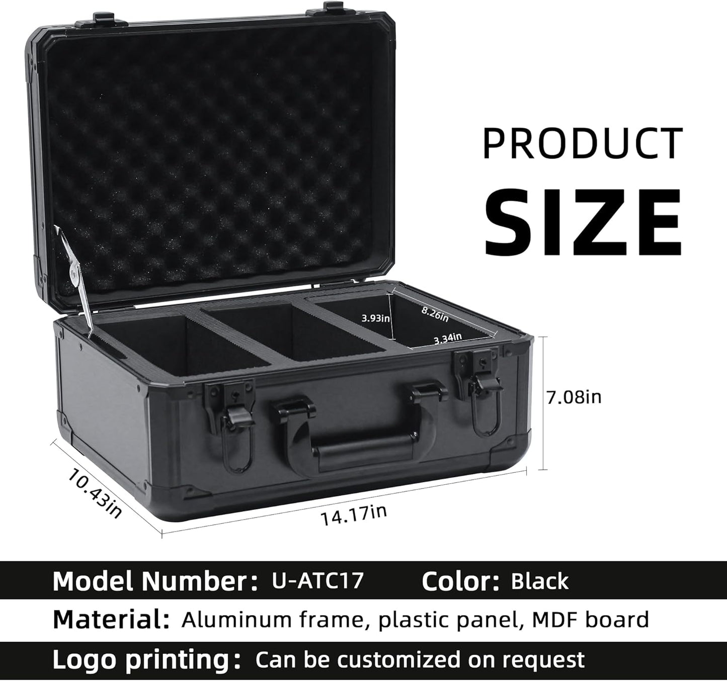 Graded Card Storage Box; Durable Sports, PSA Card Storage Case- Trading Card Storage Box - PSA Slab Case For Top Loaders (BLACK, 14.17x11.2x7 inches)
