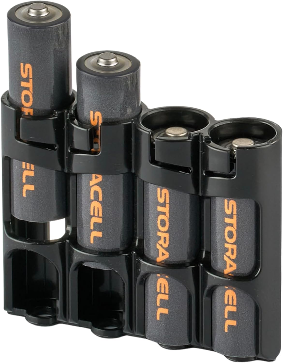 AA Battery Storage Caddy by Storacell, Black, Holds 4 Batteries (Not included)