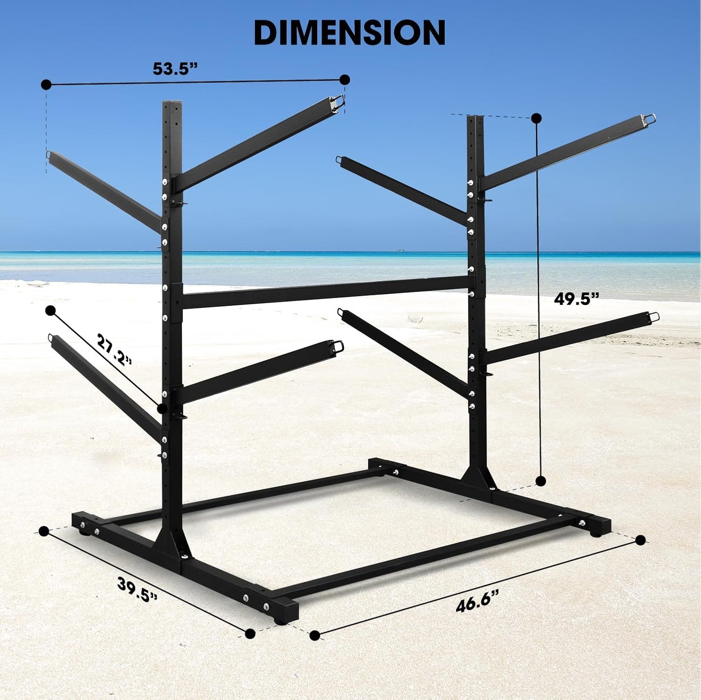 Adjustable Kayak Storage Rack, Freestanding Sup Storage Stand, Weatherproof Canoe Holder, Heavy Duty Paddleboard Bracket, Surfboard Bracket for Indoor, Outdoor, Garage, Shed, Dock…