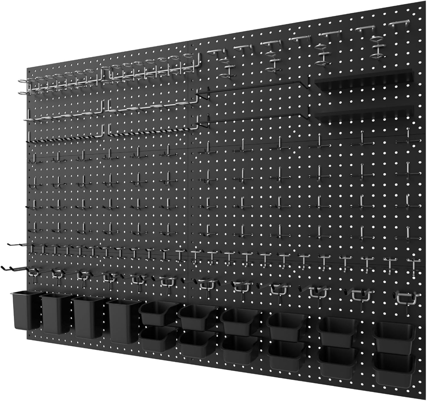 Metal Peg Board Kit with 1/4" Pegboard Accessories, 6 Pack 12"X24" Pegboard and 264PCS Extra Thick Pegboard Accessories,Wall Organizer Peg Board Panels Tool Organizer Storage System (Black)