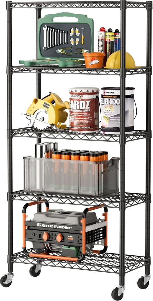 SINGAYE 5 Garage Heavy Duty Shelving Unit Kitchen Pantry Close Home Organizers and Storage Bathroom Shelf Laundry Room Organization Industrial Book Metal Wire Adjustable Shelves