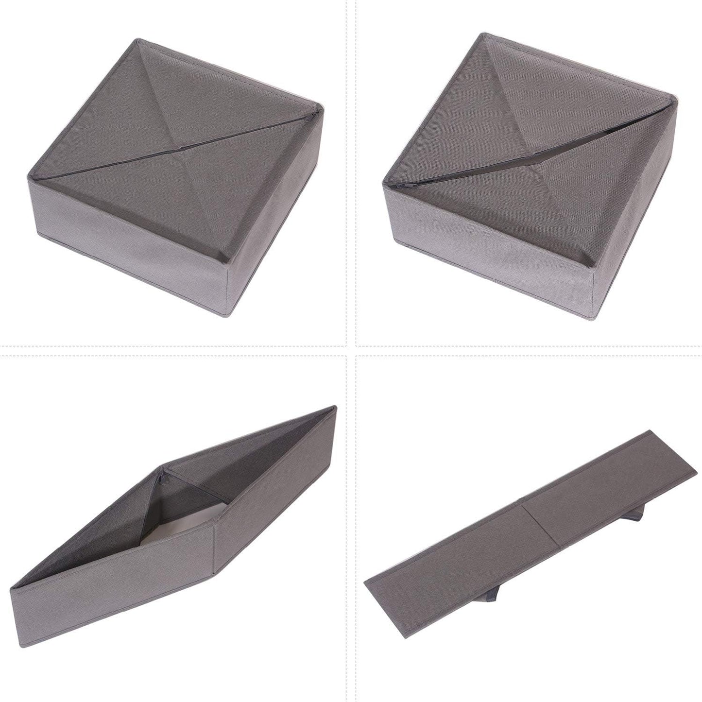 DIOMMELL 6 Pack Foldable Cloth Storage Box Closet Dresser Drawer Organizer Fabric Baskets Bins Containers Divider for Clothes Underwear Bras Socks Lingerie Clothing, M Grey 22-2000