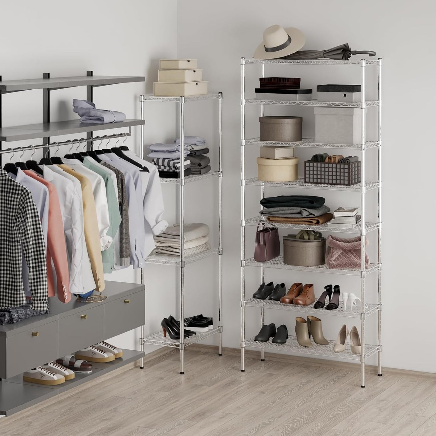 14" Deep x 36" Wide x 86" Height Wire Shelving Kit | 8-Tier |NSF Commercial Storage Rack Unit