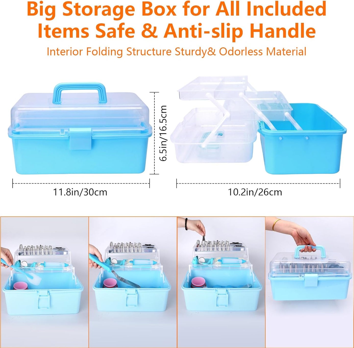 13 Inch Cake Decorating Storage Case, Suitable for Storing Baking Supplies (NOT INCLUDED), Blue
