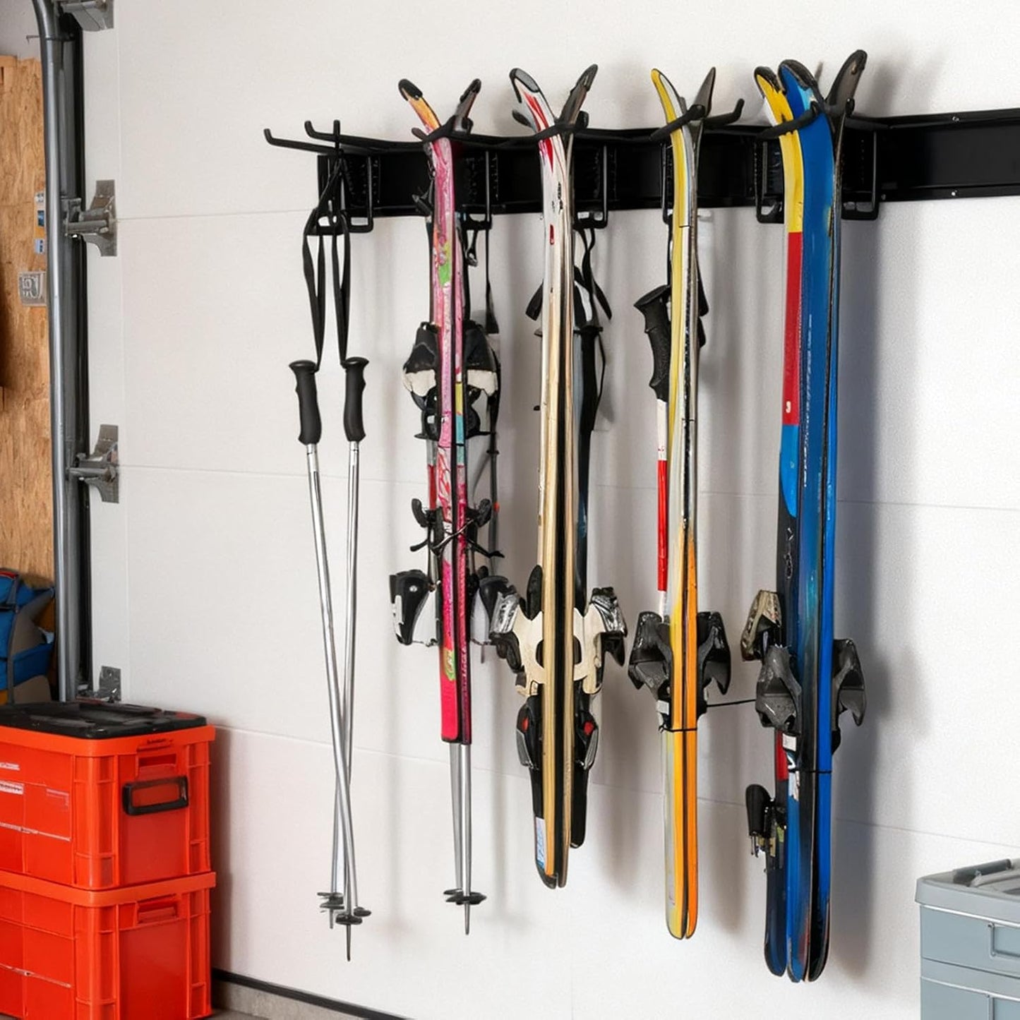 Garage Hooks, Quick and Easy Installation, 1 Set, Shed Basement Storage Hooks, Power Tool Holder Rack, Non Slip PVC Coating, for Garages Basements Yards