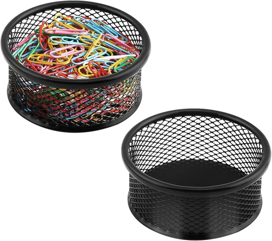 Paper Clip Holder With 50PCS Colored paper clips, 2/4PCS Stackable PaperClip Organizer for Desk,Metal Mesh PaperClip Holders with Non-Slip EVA Pad,for Office Binder Box(2pcs)