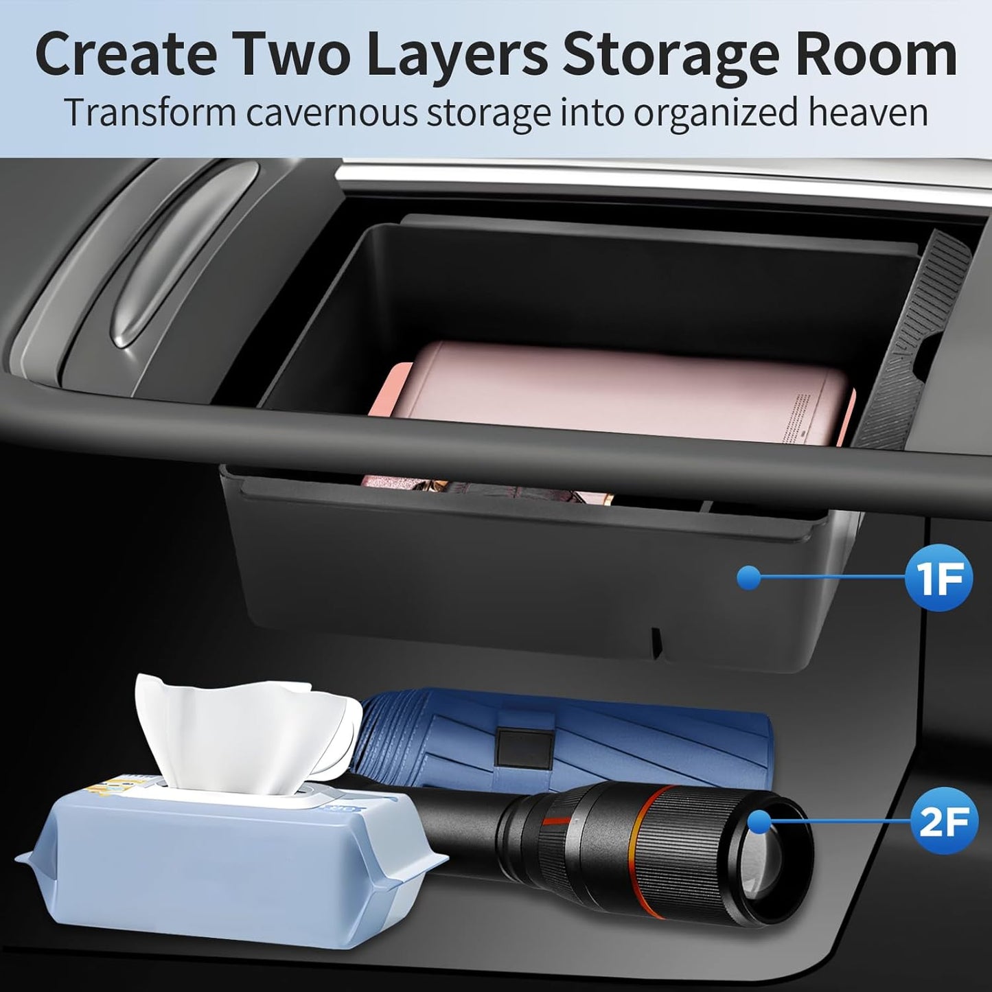2025 Upgrade Center Console Organizer Tray for Tesla Model Y Accessories 2024-2020/For Tesla Model 3 Accessories 2023-2021 [Slide Smoothly/US Patent] Cup Holder Pink